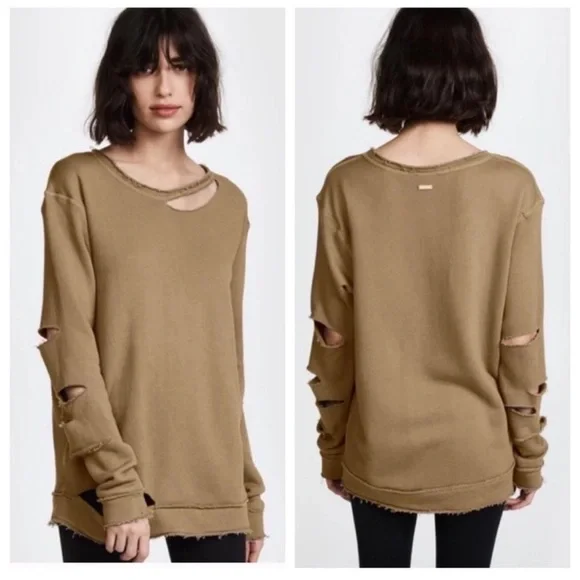 Álala - Edgy Distressed Brown Long Sleeve Cypher Sweatshirt- size Medium - Picture 14 of 14